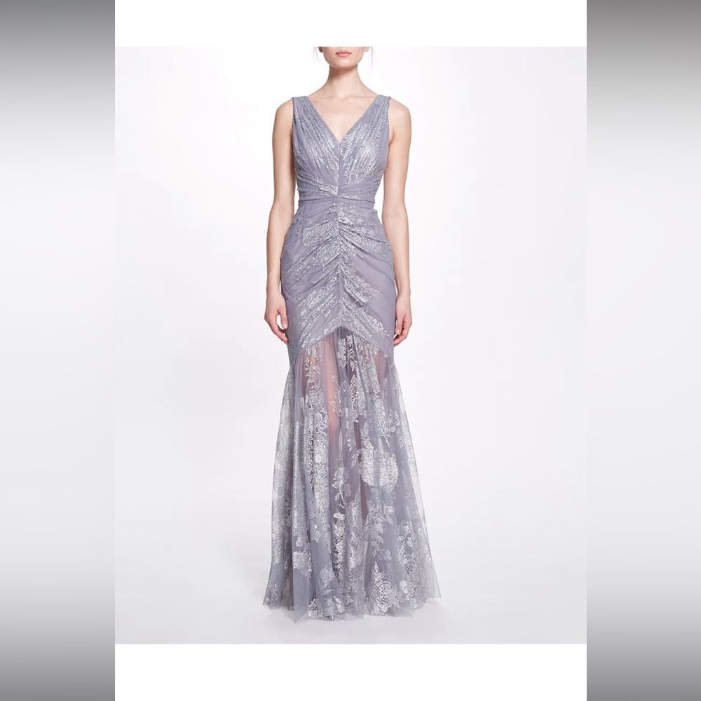 V-Neck Rouched Gown